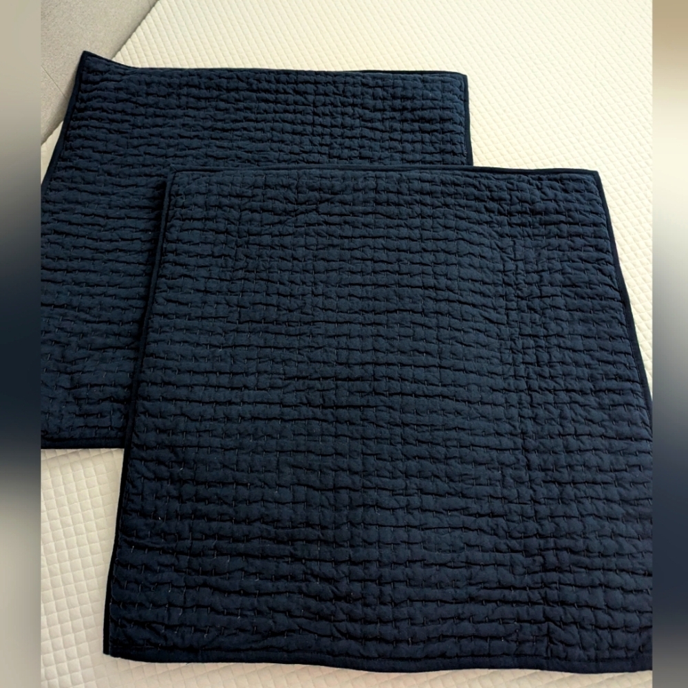 Pottery Barn "Midnight" Pick-Stitch Cotton Euro Shams - Set of 2